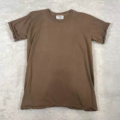 VTG 80s UNION Undershirt Single Stitch Shirt Blank M Military Issue Brown Crew • $24.98