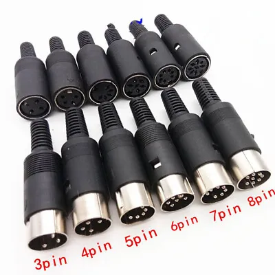 3pin 4pin 5pin 6pin 7pin 8 Pin DIN Male Female Plug Socket Jack Solder Connector • $3.49