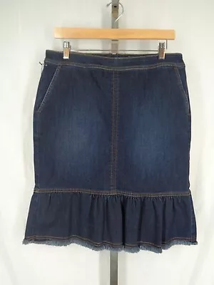 Ann Taylor Peplum Flounce Ruffle Hem Denim Jean Skirt Size 10 New • $33.96