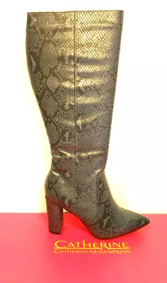 $40.99 • Buy New Catherine Malandrino Leather Zipper Heel High Boot Red Blue Snake Sizes 8/9