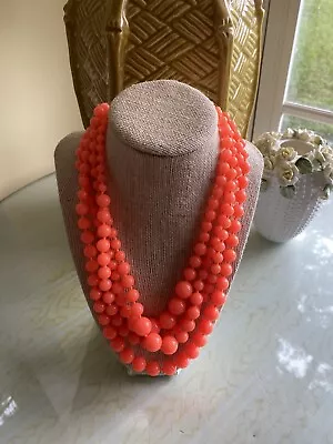 J.CREW Vibrant Orange Multi-strand Beaded Bug Beetle Enamel Clasp Necklace • $40