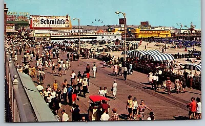 Boardwalk W/ Schmidt's & Mammy's Signs New Jersey Chrome Postcard • $6