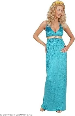 Queen Of Atlantis Ancient Greek Fancy Dress Womens Regal World Costume Sea Blue • £9.95