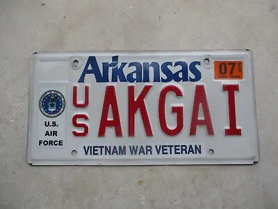 Arkansas 2019 Vietnam War Veteran Air Force License Plate   # AKGAI • $20