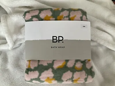 NOrdstrom BP Bath Wrap Spa Towel Green Pink Cheetah Cotton Small / Medium NWT • $12