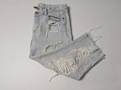 Mudd Jeans Destroyed Capri Blue Denim Women's Adult Size 7 • $10.50