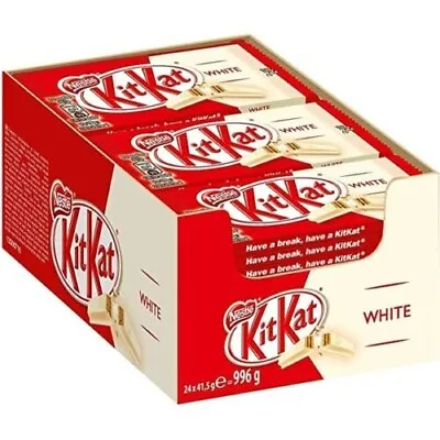 £10 • Buy NESTLE KIT KAT 4  FINGER WHITE CHOCOLATE FULL BOX OF 24 BARS 41.5g