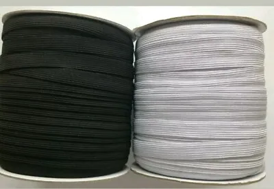 12mm  1/2  Inch Wide Top Quality  Flat Woven Sewing Elastic Black / White • £1.99