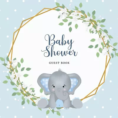 Baby Shower Guest Book Blue Elephant Guest Register Book For Baby Boy • £9.83