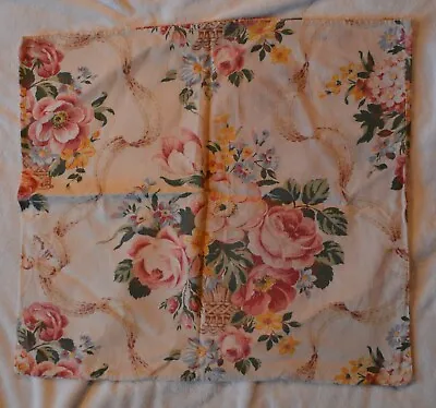 Vintage Fabric Pink Cabbage Roses 20  X 22.5  • $25