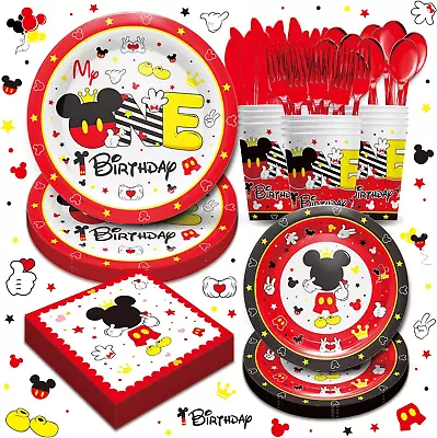 Mickey Themed Mouse 1St Birthday Party Supplies - Mickey First Birthday Party De • $53.99