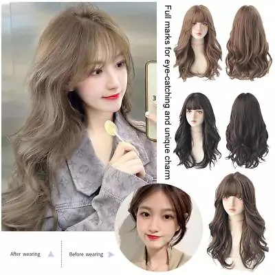 Long Curly Hair Women Wig W/ Bangs Daily Brown Black Lolita Cosplay B Sell • $14.20