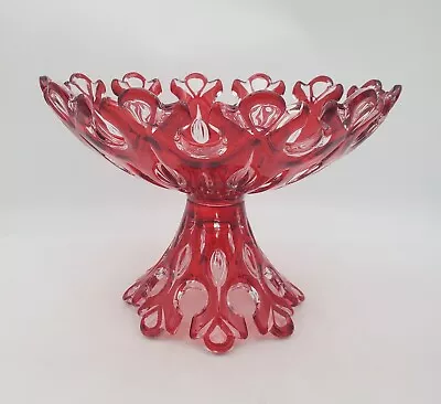10 W Crystal Arabella Pedestal Footed Bowl Godinger Glass Ruby Red Clear Rare • $133.46