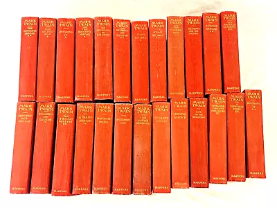 1899-1911 Antique Book Lot Mark Twain Author's Edition Set Of 25 Harper Bros HC • $249.95