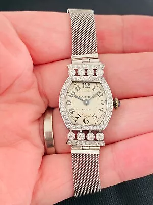 £7750 • Buy 18ct Gold Diamond Wrist Watch Rare CARTIER Art Deco 1920s Boxed
