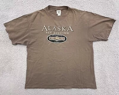 Vtg Oarsman Mens XL Brown T Shirt Alaska Fly Fishing The Last Frontier Juneau • $25