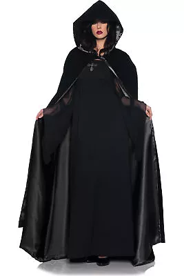 Black 63  Deluxe Velvet Satin Halloween Costume Cape Accessory Adult Women • $25.07