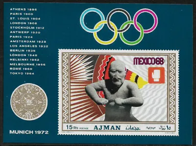 Ajman Michel's #Block 98B MNH S/Sheet - Olympics - Mexican Sculpture • $4.99