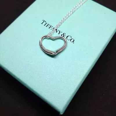 Tiffany & Co Sterling Silver Elsa Peretti Open Heart Necklace From JP Used • $111.26