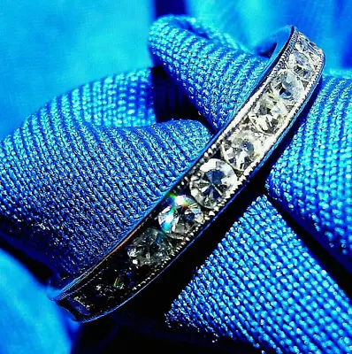 Earth Mined Diamond Deco Wedding Band Vintage Platinum Eternity Ring Size 8 • $1620