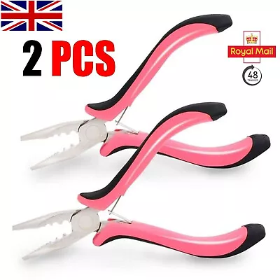 2pcs Professional Hair Extension 5  Pliers Micro Rings Nano Bead Extensions Tool • £4.95