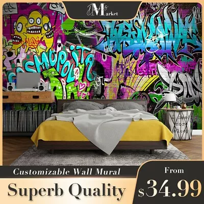 Cartoony Characters Graffiti 3D Wall Mural Australia Bedroom Wallpaper Murals • $34.99