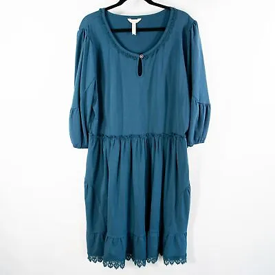 Matilda Jane Hold The Key Dress Size XXL Womens Jersey Knit Ruffles EUC Blue • $33.98