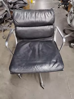 Authentic Herman Miller Eames Soft Pad Group Management Chair Black Leather EA43 • $1029.97