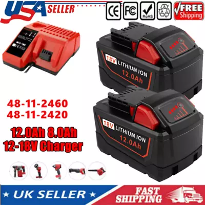 Battery For Milwaukee For M18B 18V 12.0AH Extended Lithium 48-11-1890 / Charger • $21.92