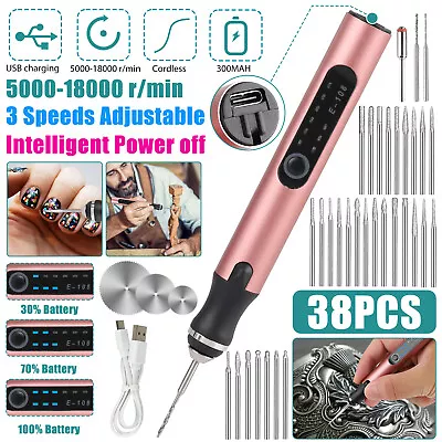 38in1 Cordless Electric Engraving Grinding Pen Rotary Tool Drill Bit Kit 3 Speed • $23.48