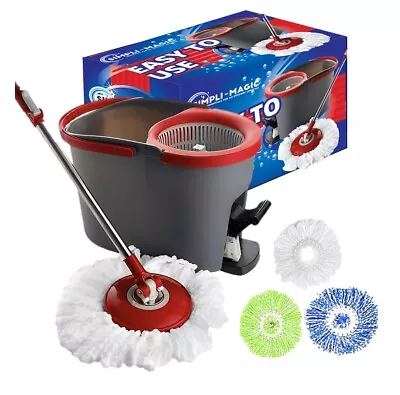 Simpli-Magic 360 Spin Mop And Bucket With Foot Pedal And Soap Dispenser & 3 Micr • $65