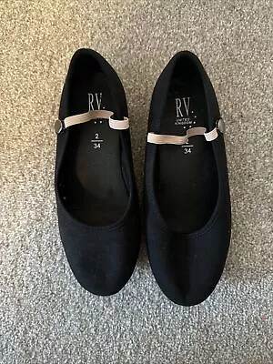 Roch Valley Canvas Character Shoes Low Heel RAD Regulation Wear Suede Sole Black • £10