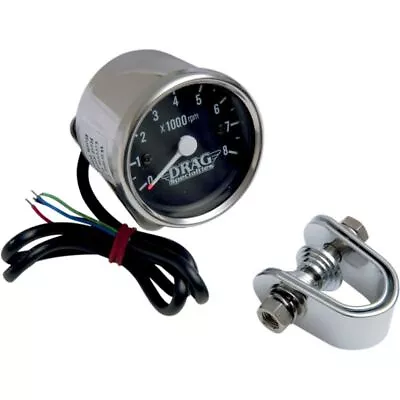 Drag Specialties Chrome/Black Mini Electronic 8000 RPM Tachometer For Harley • $83.95