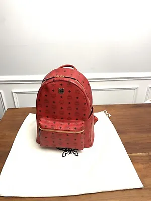 MCM Candy Red Visetos Backpack Bag Medium • £626.73