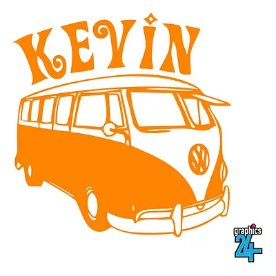 Personalised VW Camper Van Vinyl Wall Art Sticker Custom Decal Home Decor • £13.99