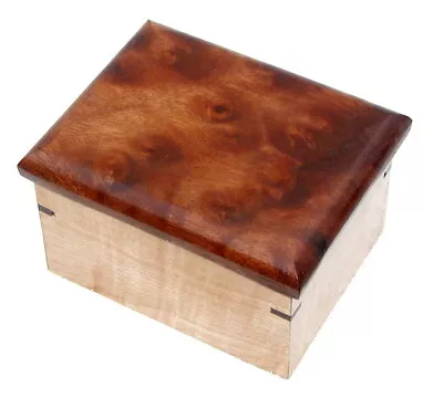 Curly Maple & Camphor Burl Box Jewelry Treasure Urn Trinket Keepsake 224 • $34.95