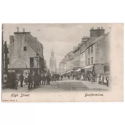 DUNFERMLINE High Street Crowd All Looking At The Camera Postcard Posted 1903 • £5.99