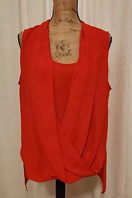 Vince Camuto Women's L Orange Sleeveless Pleated Tunic Top • $12.99