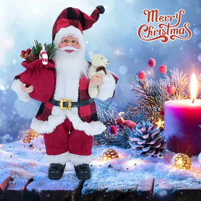 Father Christmas Statue Decorative Standing Santa Figure Luxury Festive Decor • £13.99