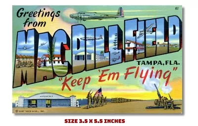 Macdill Field Tampa Florida Fridge Magnet Old Postcard Image 3.5 X 5.5   • $6.95