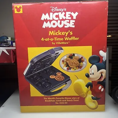 4-At-A-Time Waffler Disney Mickey Mouse Waffle Maker VillaWare Vintage B-2 • $75