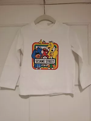 New Sesame Street Group Photo Toddler Kids Size 2T White Long Sleeve T-shirt • $18.50