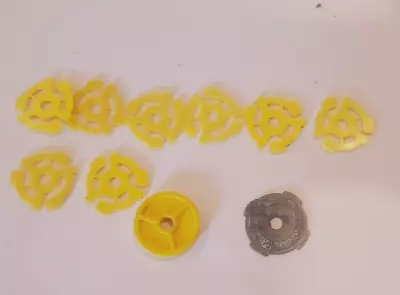 45 RPM Record Adaptor Inserts Vintage Lot Of 1 Webster Metal 9 Yellow Plastic • $8