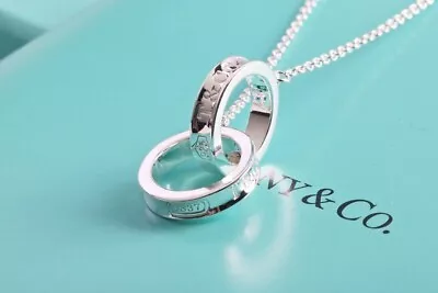 £25.53 • Buy Tiffany 925 Sterling Silver Interlocking Circles Pendant Necklace(1837)