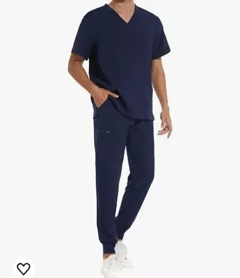 Men Scrubs Set — Stretch V-Neck Scrub Top & Jogger Pant With 8 Pockets USED Xl • $20