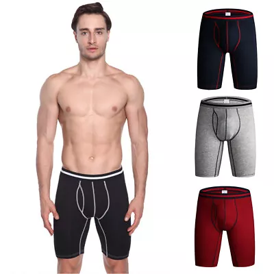 4pcs Men Underwear Boxers Shorts Trunks Sport Mid-Waist Long Leg Panties Plus • £8.88