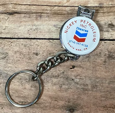 Vintage CHEVRON Oil Gas Station Key Ring Keychain Fob Advertising Nail Clipper • $19.97