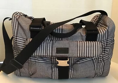 Ralph Lauren Duffle Bag Travel Plaid Houndstooth Black & White Double Handles • $28.76