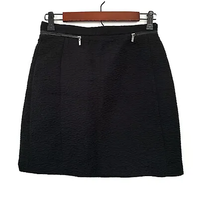 H&M Skirt Womens Size 6 Black Embossed Zippered A Line Mini High Waist NWT • $1.99