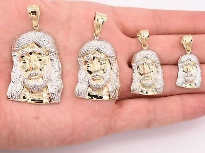 Men's Diamond Cut Jesus Head Charm Pendant Real 10K Yellow White Gold ALL SIZES • $175.99